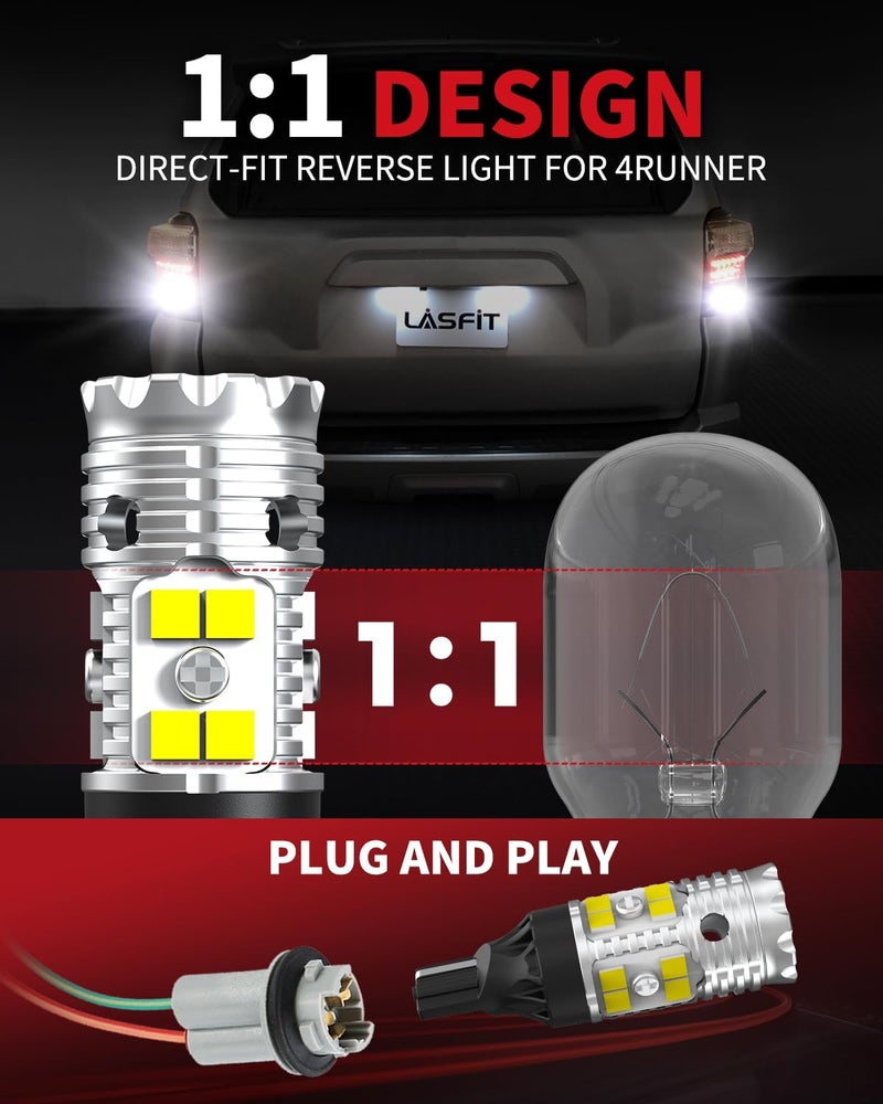 LASFIT 921 LED Reverse Backup Light Bulbs Fit for 2006-2024 Toyota 4runner, 6000K Cool White Super Bright OEM 912 W16W Replacement, 2pcs - Image 3